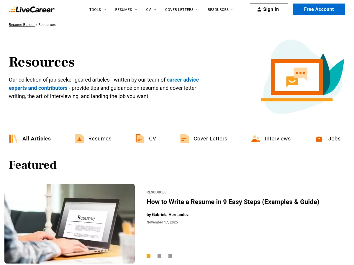 Live Career Screenshot