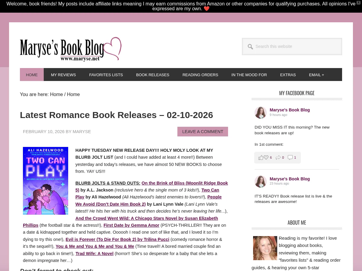 Maryse's Book Blog Screenshot