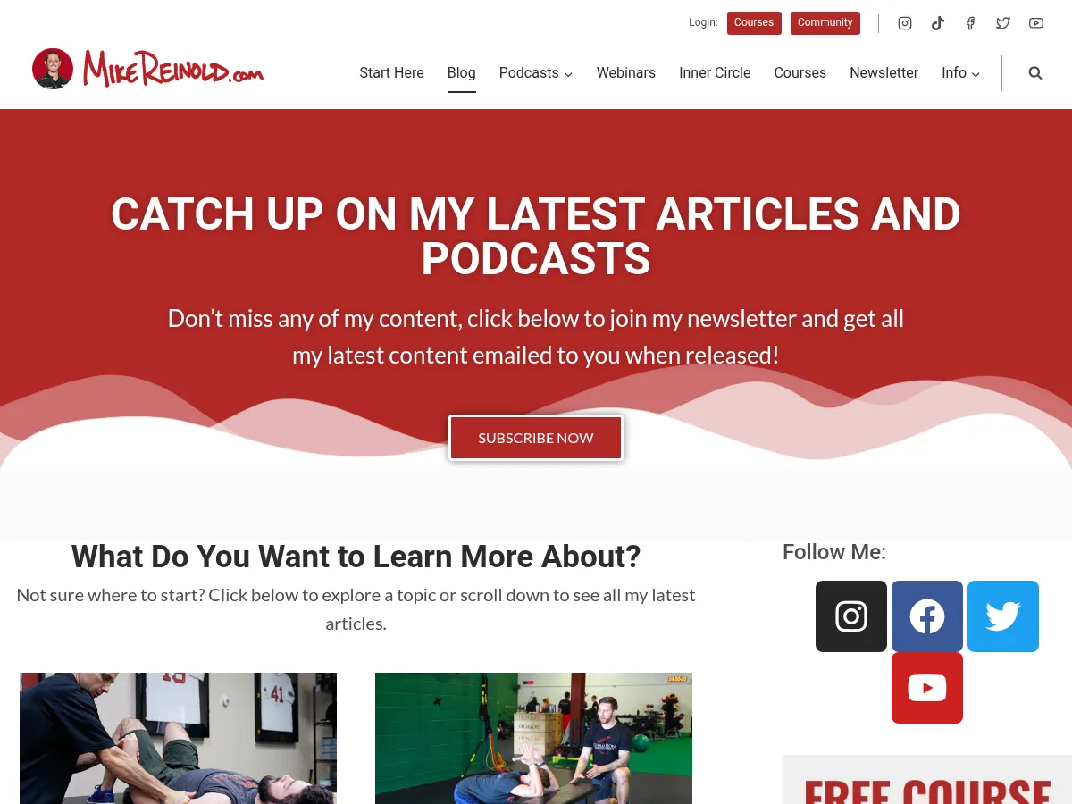 Mike Reinold Blog Screenshot