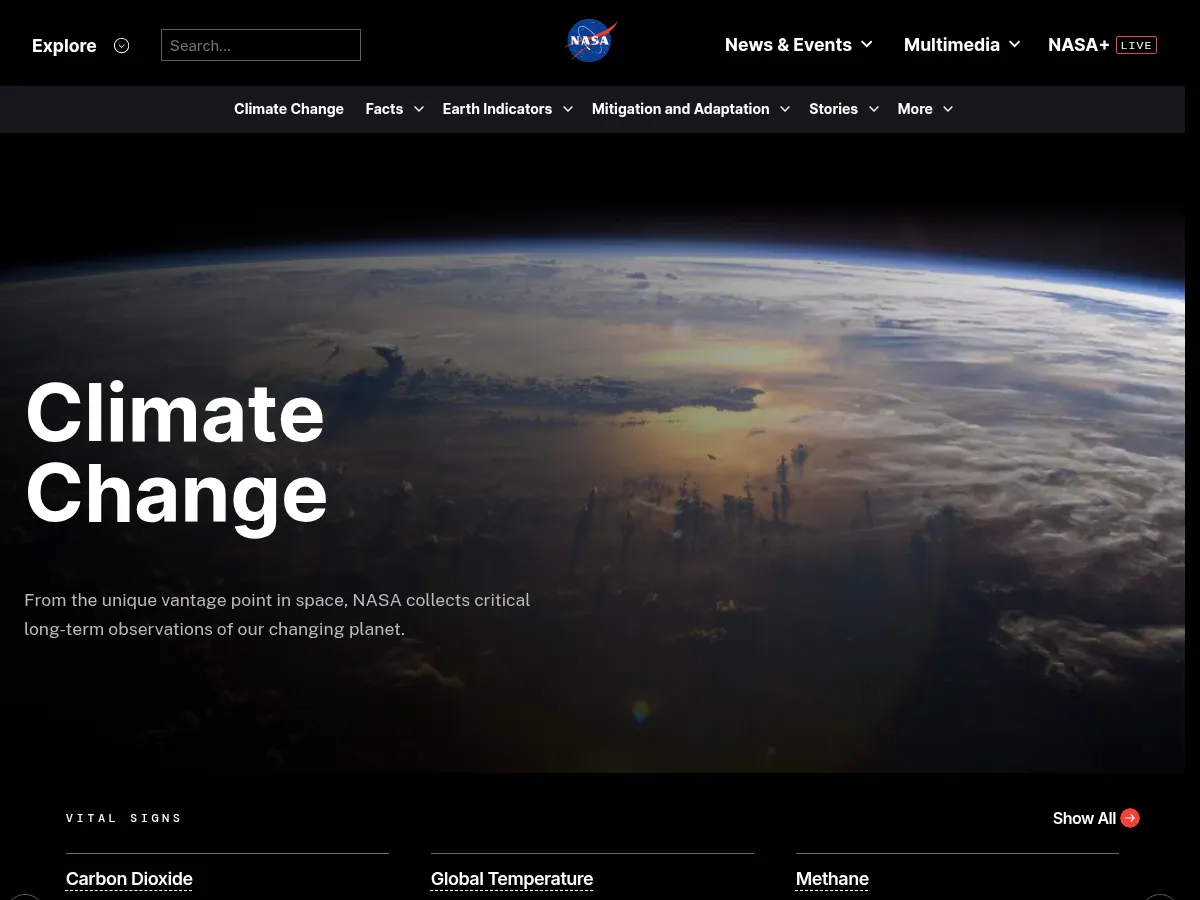 NASA Global Climate Change Screenshot