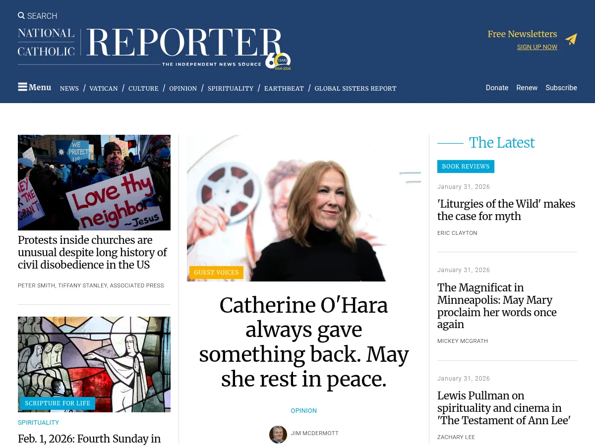 National Catholic Reporter Screenshot