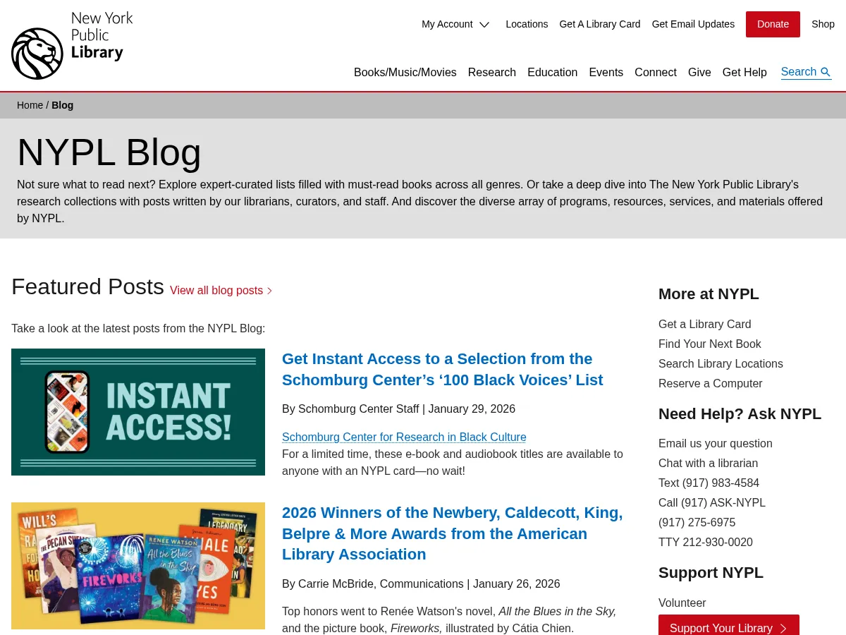 New York Public Library Screenshot