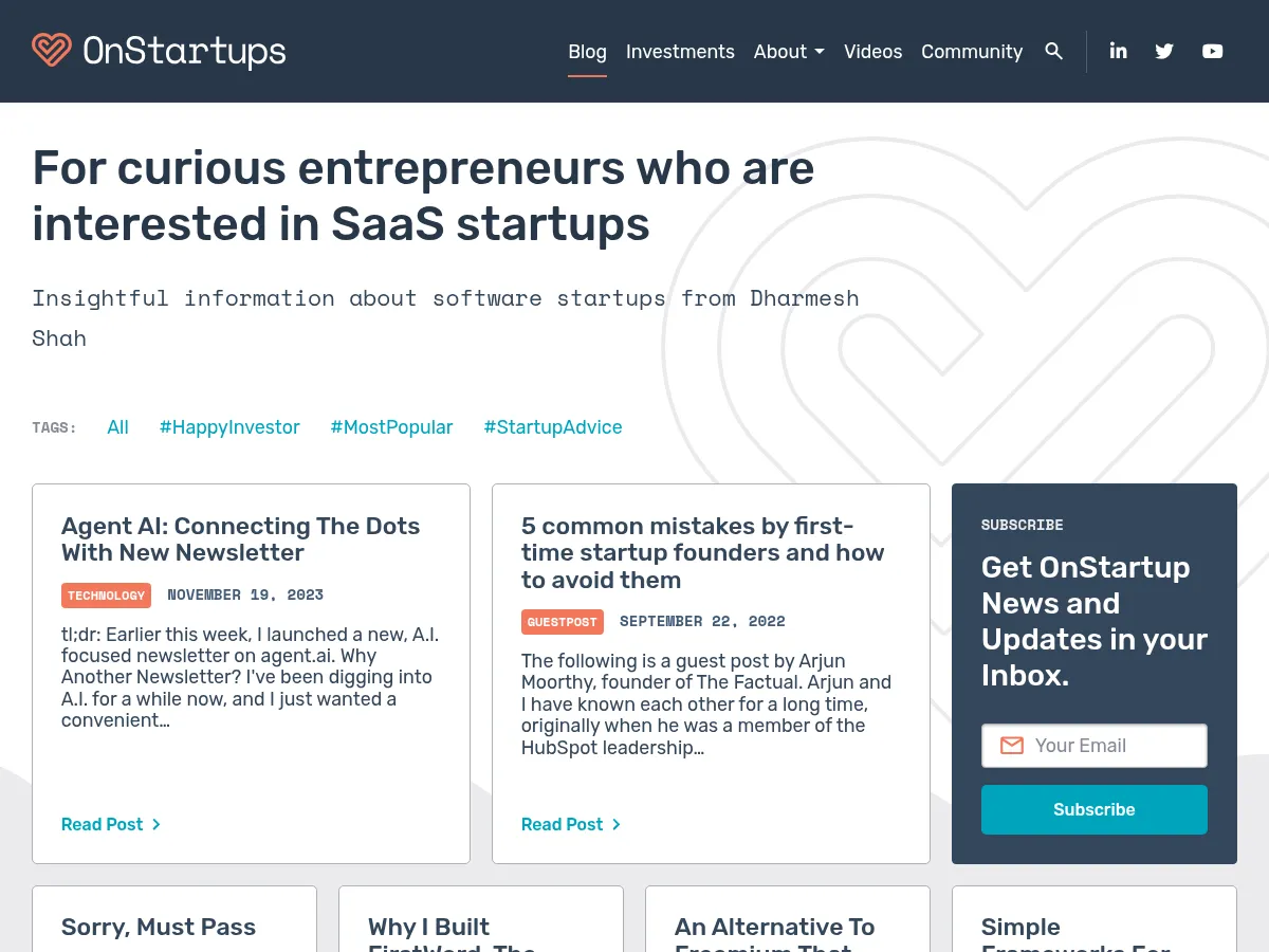 On Startups Screenshot