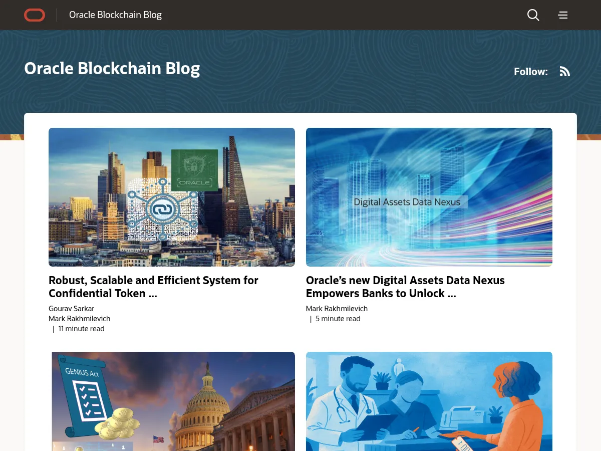 Oracle Blockchain Blog Screenshot