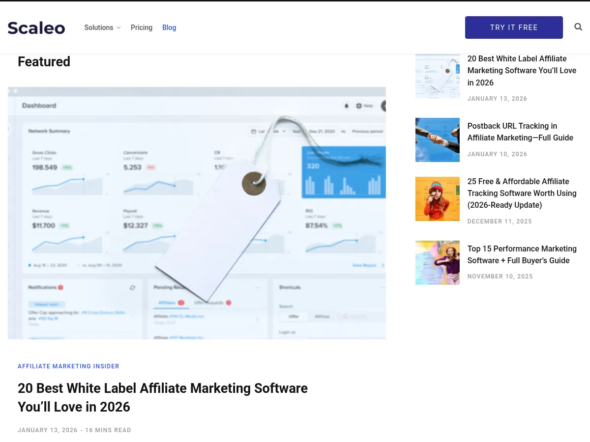 Scaleo Affiliate Marketing Blog Screenshot