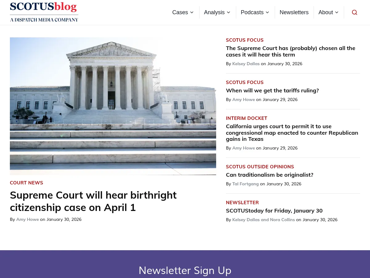 SCOTUS Blog Screenshot