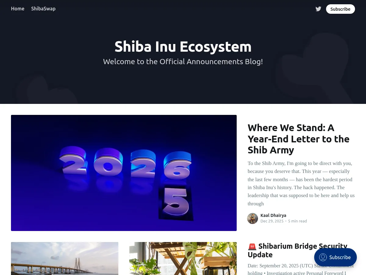 Shiba Inu Ecosystem Blog Screenshot