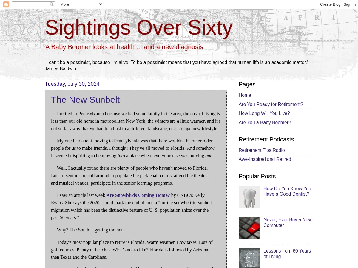 Sightings Over Sixty Screenshot