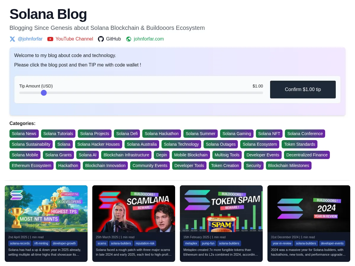 Solana Community Blog Screenshot