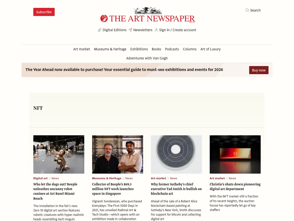The Art Newspaper: NFTs Screenshot