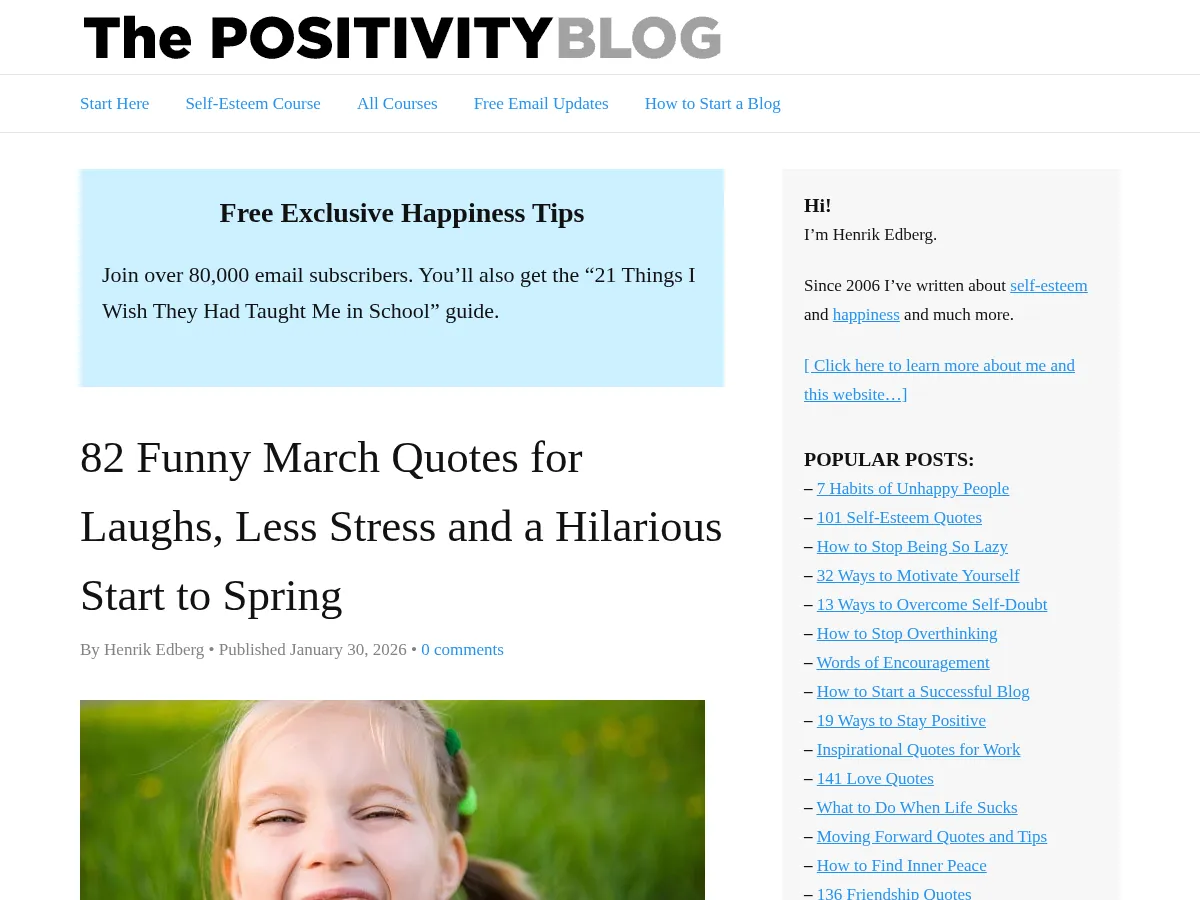 The Positivity Blog Screenshot