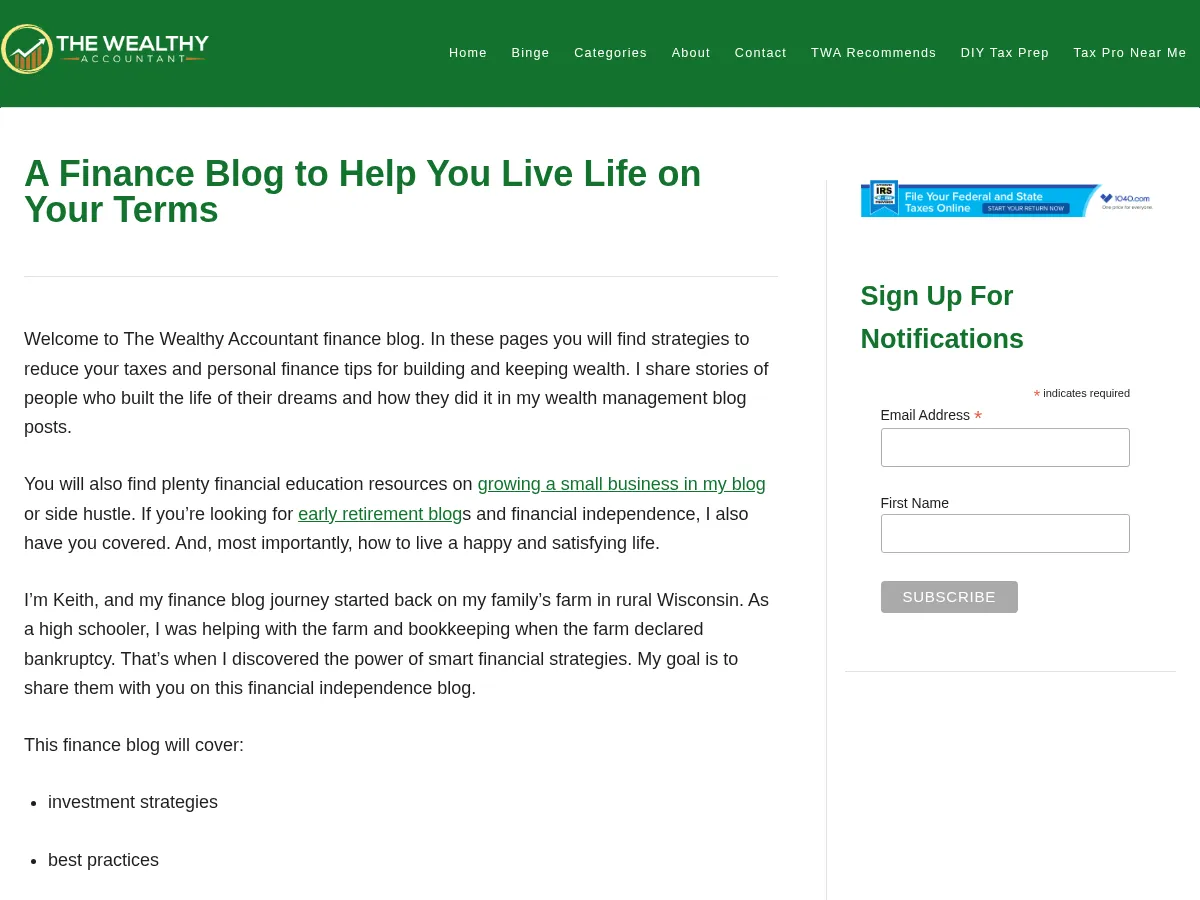 The Wealthy Accountant Screenshot