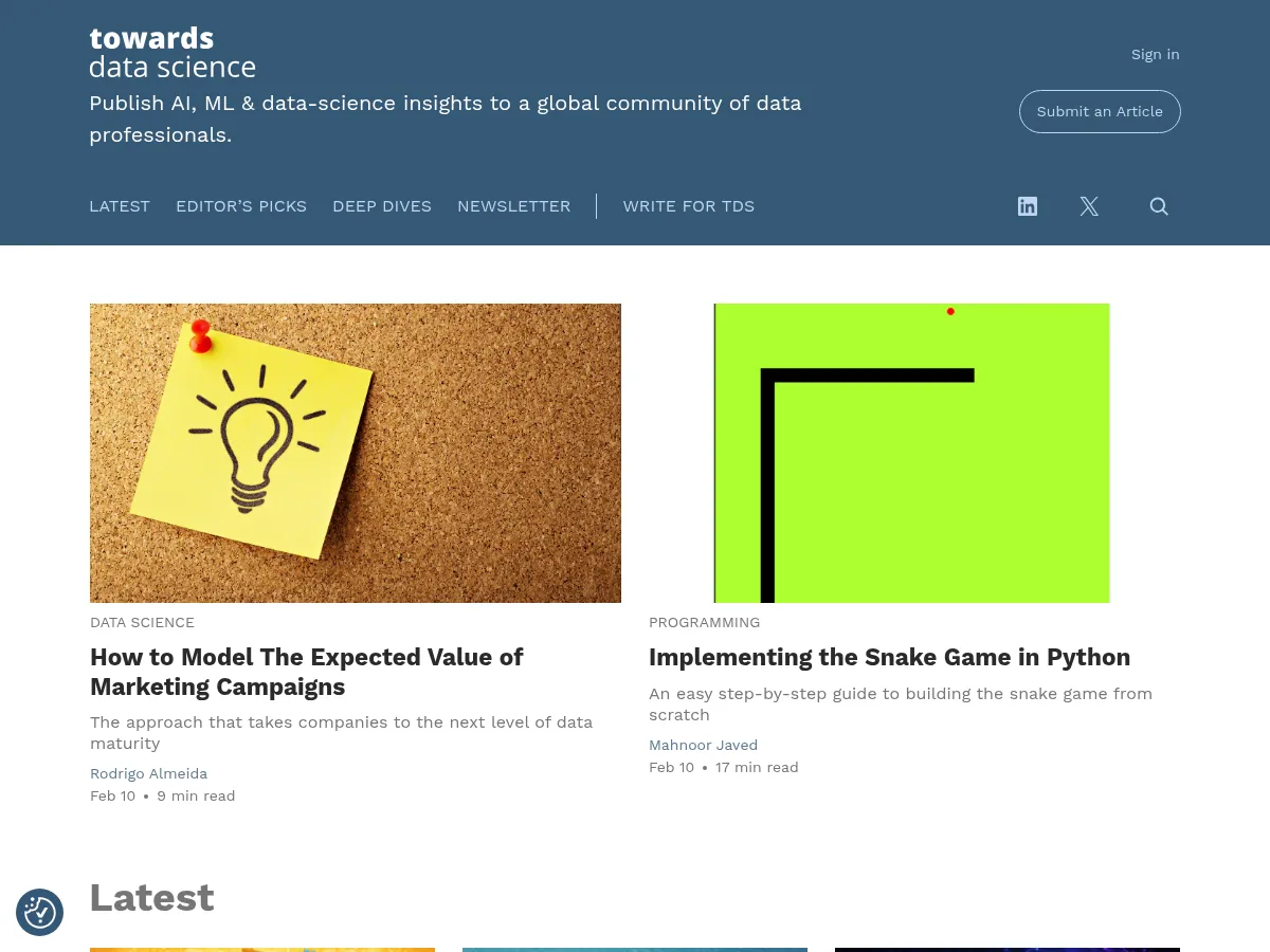 Towards Data Science Screenshot
