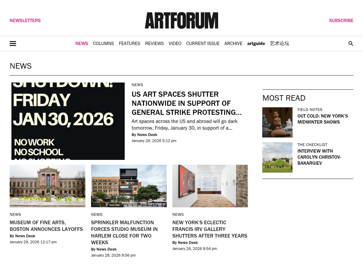 Artforum Screenshot