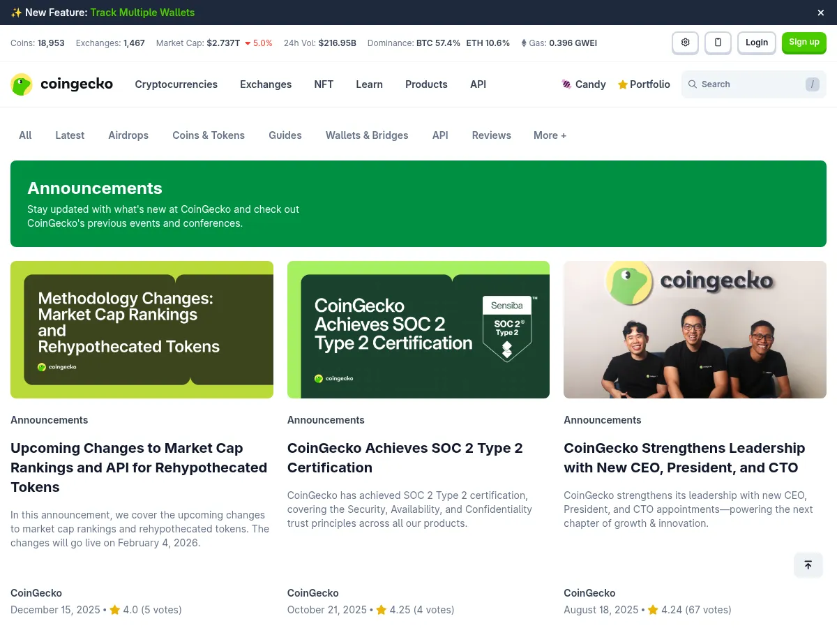 CoinGecko Blog Screenshot
