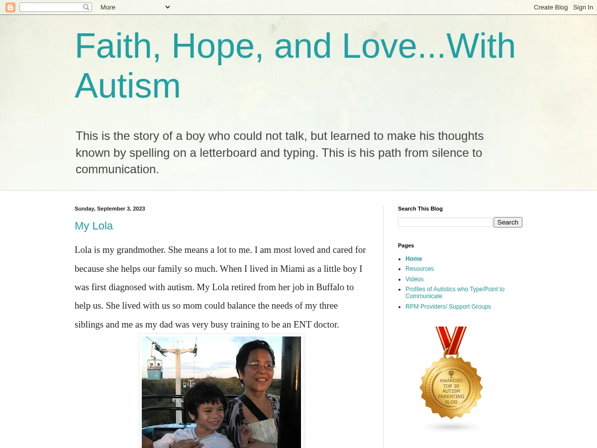 Faith, Hope, and Love ... With Autism Screenshot