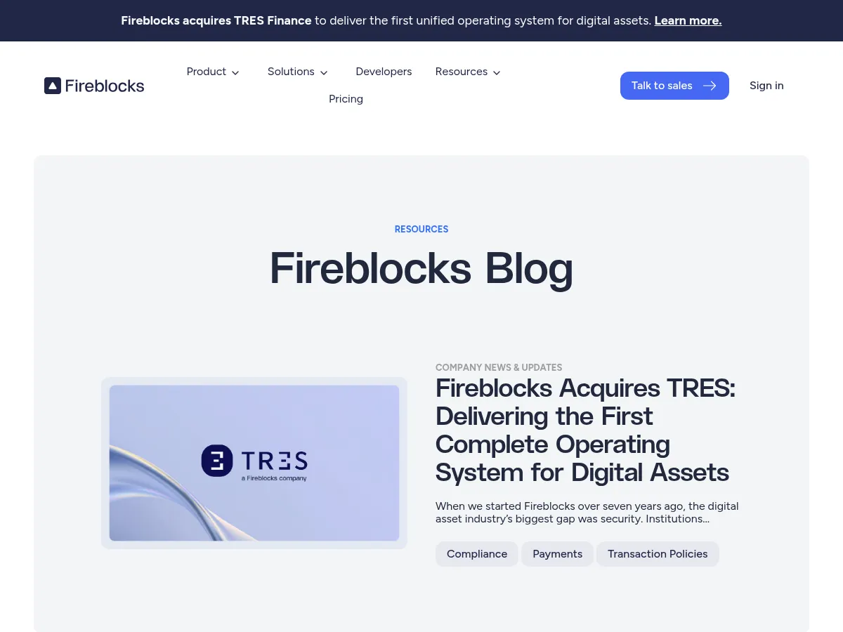 Fireblocks Blog Screenshot