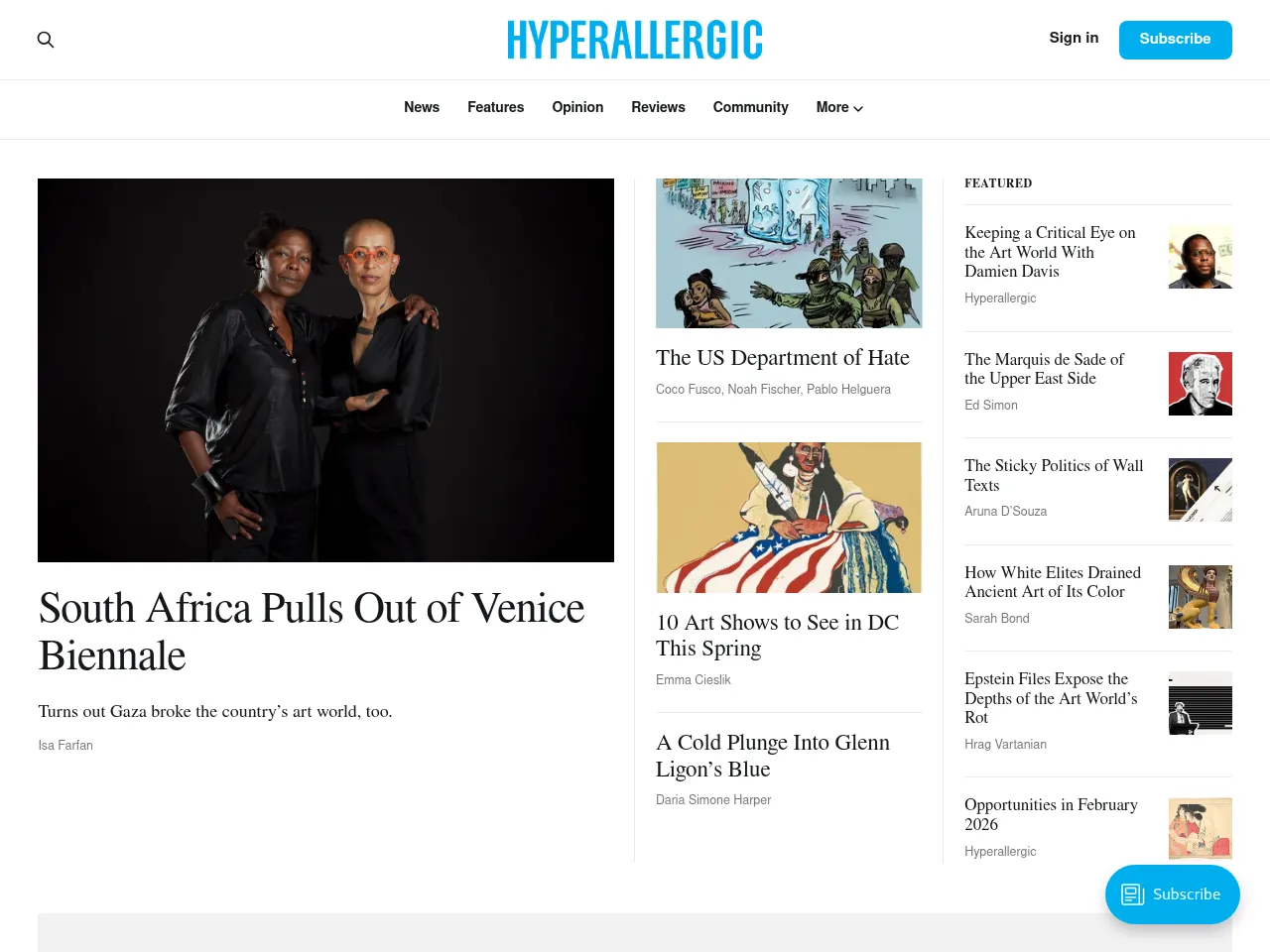 Hyperallergic Screenshot
