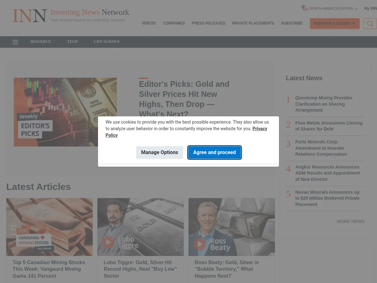 Investing News Network Screenshot