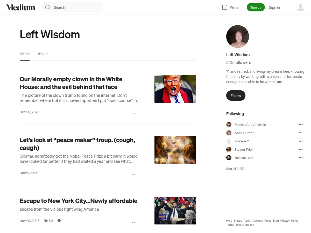 Left Wisdom on Medium Screenshot